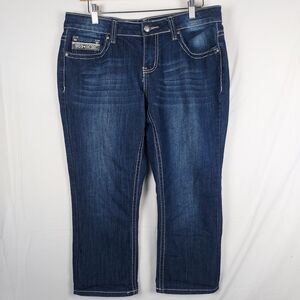 Love Indigo Premium Jeans Capri Women’s Size 8 Dark Wash Straight Leg Denim